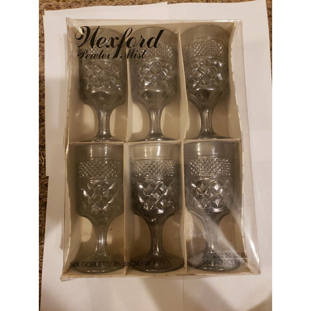 5 Vintage Anchor Hocking Wexford Pattern Cordial Glasses Wine Mist Smoke Color